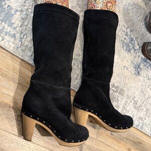 Banana Republic Black Suede Heeled Boots